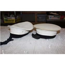 Two White Navy Caps