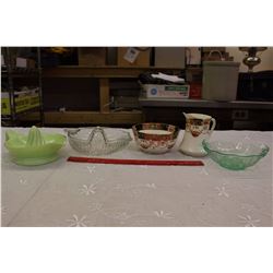 Vintage Dishware: Juice Press (2), Royal Albert Crown China Bowl,Creamer& Small Serving Bowl