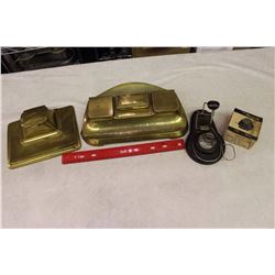 Vintage Inkwells (4)(Higgins, Non-Spill, Bronze)