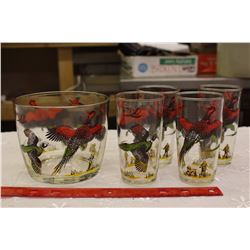 Bird Pattern Ice Bucket& Glasses(4) Set