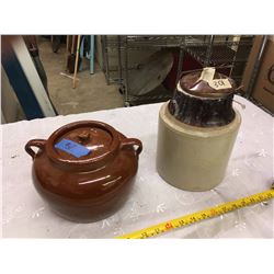 Crockery Bean Pot & Pickle Crock