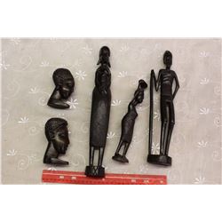 Primitive Wooden Mask & 5 Carvings – From Africa