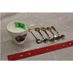 Set Of 5 Elizabeth II & Diana Spoons & A Fergie Cup