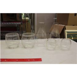 5 Railroad Lantern Globes – 2 Sizes & 2 Coal Oil Lamp Chimneys
