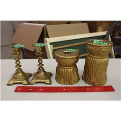 Pr Of Candlesticks (2) (One Brass & One Ceramic)