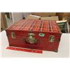 Image 1 : Tin Plaid Doll Suitcase With Doll Inside