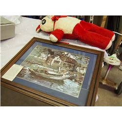 Point Pleasant by Lionel Barrymore (Drew Barrymore's Uncle) Framed w/Vintage Teddy Bear