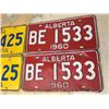 Image 3 : Lot of 2 Pairs of Alberta Licence Plates ('60 & '61)