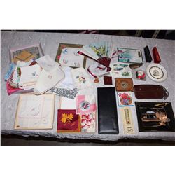 Lot of Misc (Handkerchiefs, 1938 Greyhound Bus Time Table Map, Etc)
