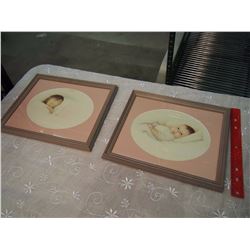 Pair Of Vintage Framed Baby Pictures