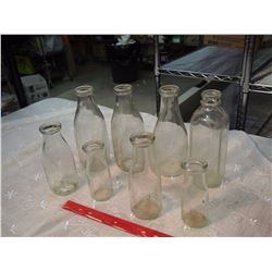 Lot Of Vintage Milk Bottles (8) (4 Small, 4 Large)