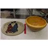 Image 1 : Wooden Rounded Bowl& First Nations Painted Art Piece