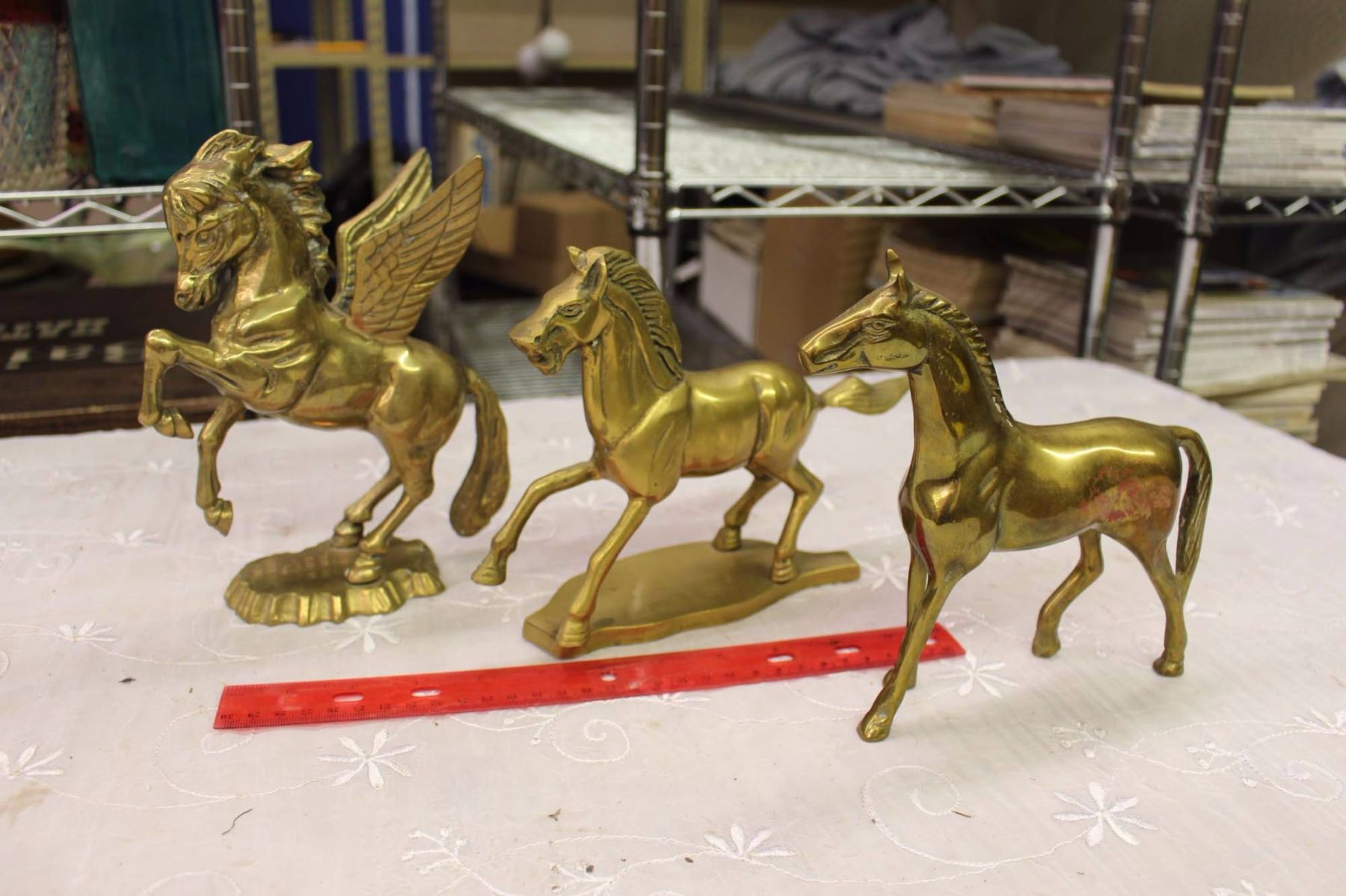 Vintage Brass Horse Statues (3)