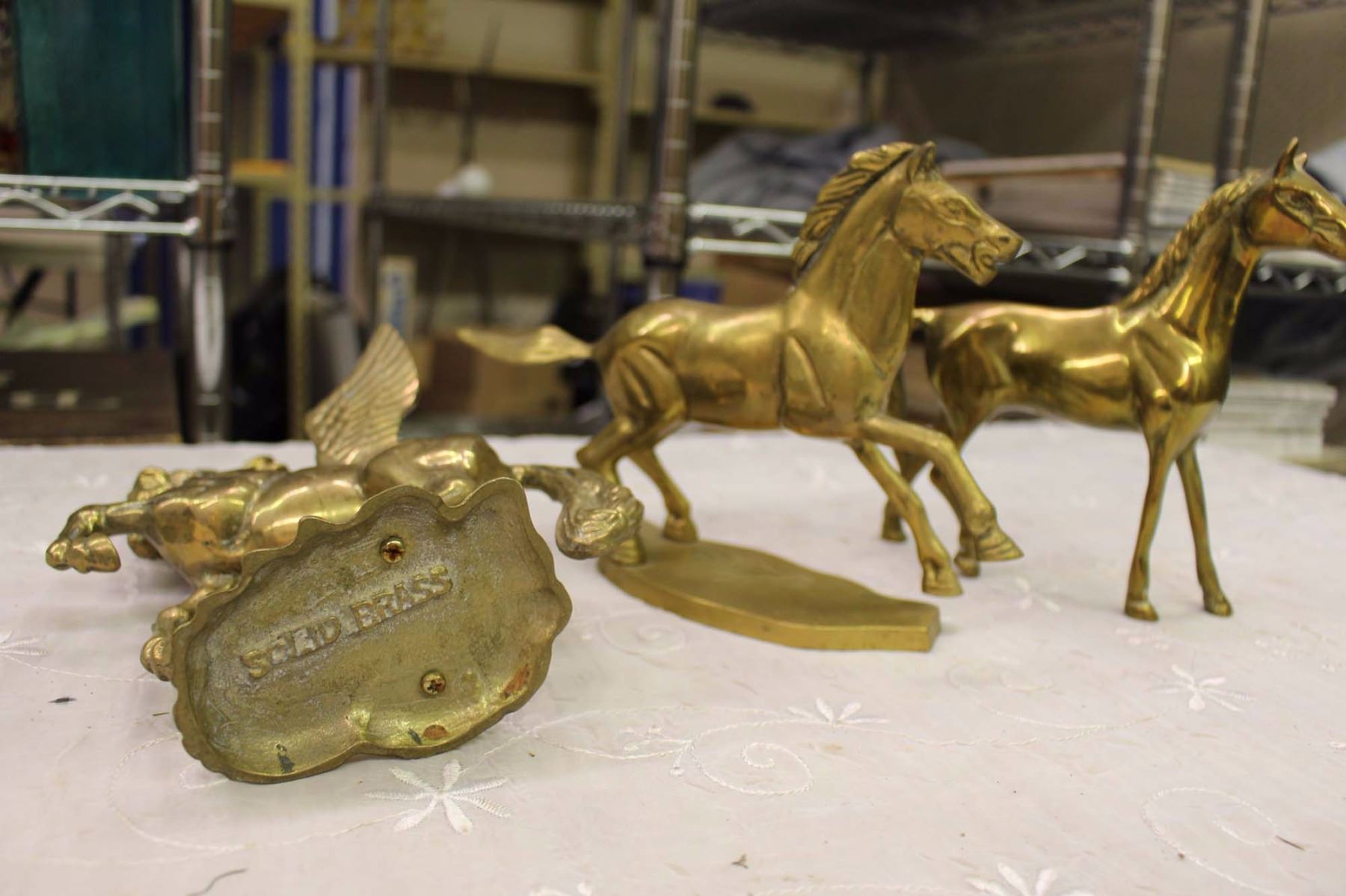 Vintage Brass Horse Statues (3)