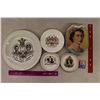 Image 1 : Lot of Royalty Items: 4 Plates, 1 Tin& Matches