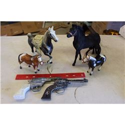 Lot Of Western Toys, Horses, Revolvers, Etc