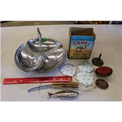 Lot OF Misc. (Camel Patches, Bone Hoof Nipper, Serving Platter, Etc