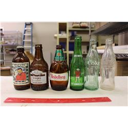 Lot of Vintage Bottles(6):Stubby, Heidelberg, Uncle Ben's, Coco-Cola&Drewry's