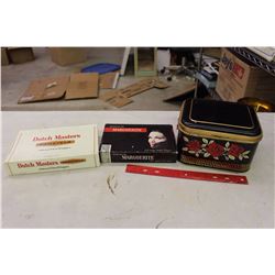 Two Panetela Cigar Boxes&A Rose Cigar Tin