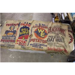 Lot Of Vintage Sacks (5) (Oat Husks, Potatoes)