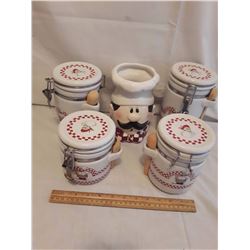 Chef Canister Set And Utensil Holder