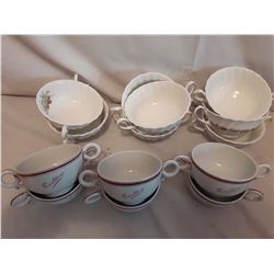 Double Handled Soup Bowls, Royal Doulton (8), Royal Worcester (6)
