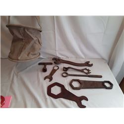 Old Wrenches, Buggy Wrenches, France Made Canvas Water Carrier