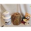 Image 1 : Lot Of Cookies Jars (3) (Mike Can, Tree Stump, Fiddling Bear)
