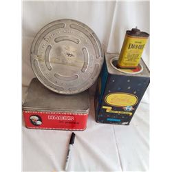 Tins (3) And Movie Reel Case