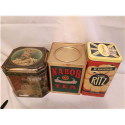 Lot Of Collector Tins (3) (Nabob, Ritz Etc)