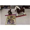 Image 1 : Horse Statue& Thermometer& A Framed Art Piece