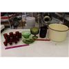 Image 1 : Lot of Assorted Glassware& A Enamel Pot