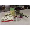 Image 1 : Lot of Vintage Green Coloured Kitchenware(Flour Sifter, Ice Cream Scoop, Etc;)