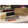Image 1 : Lot of Misc (Lake Decoration, Cup Coaster Set, Cutlery Box)w/Tote Container