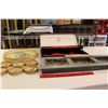 Image 4 : Lot of Misc (Lake Decoration, Cup Coaster Set, Cutlery Box)w/Tote Container