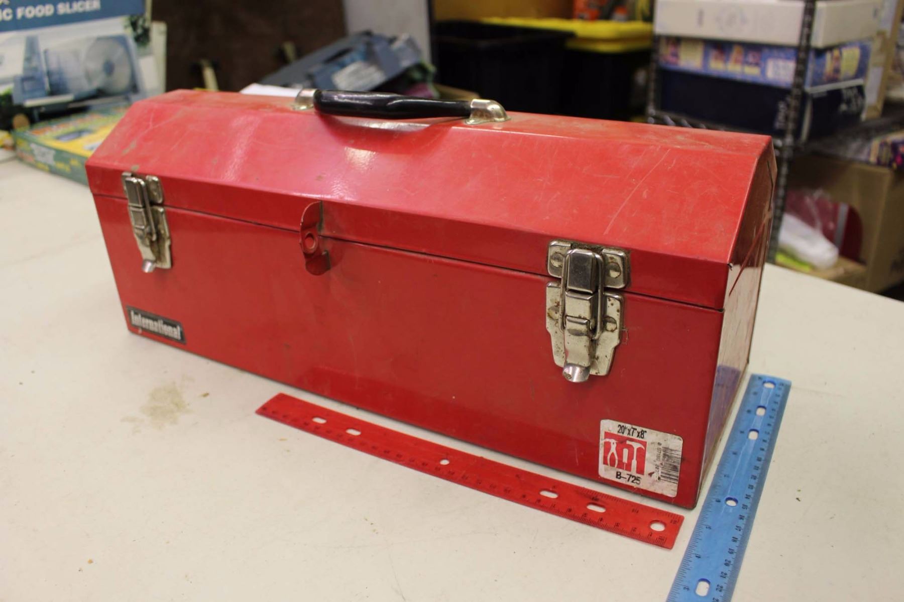 Metal International Tool Box w/Assorted Tools