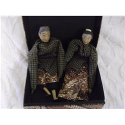 Ethnic Japanese Wooden Dolls And Box