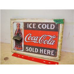 Fantasy Coca Cola Wooden Sign W/ Opener