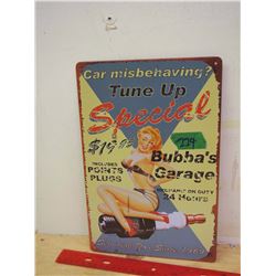 Bubba's Garage Metal Sign