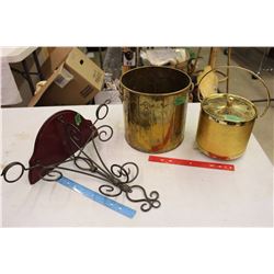 Lot Of Misc. (Shelf, Brass Pail, Ice Bucket)