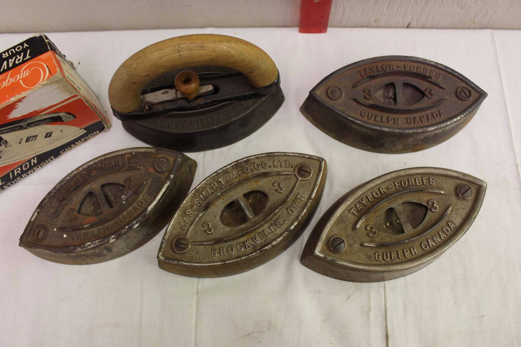 Vintage Sad Irons (5) (Taylor Forbes, Vintage Travel Omega, Jas Smart)