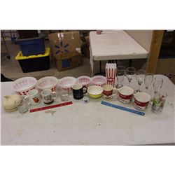 HUGE lot of Dishware (Glasses, Milk Glass Bowls, Cups, Etc)