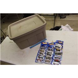 Lot Of NIB Hotwheels Cars (16) W/ Rubbermaid Tub