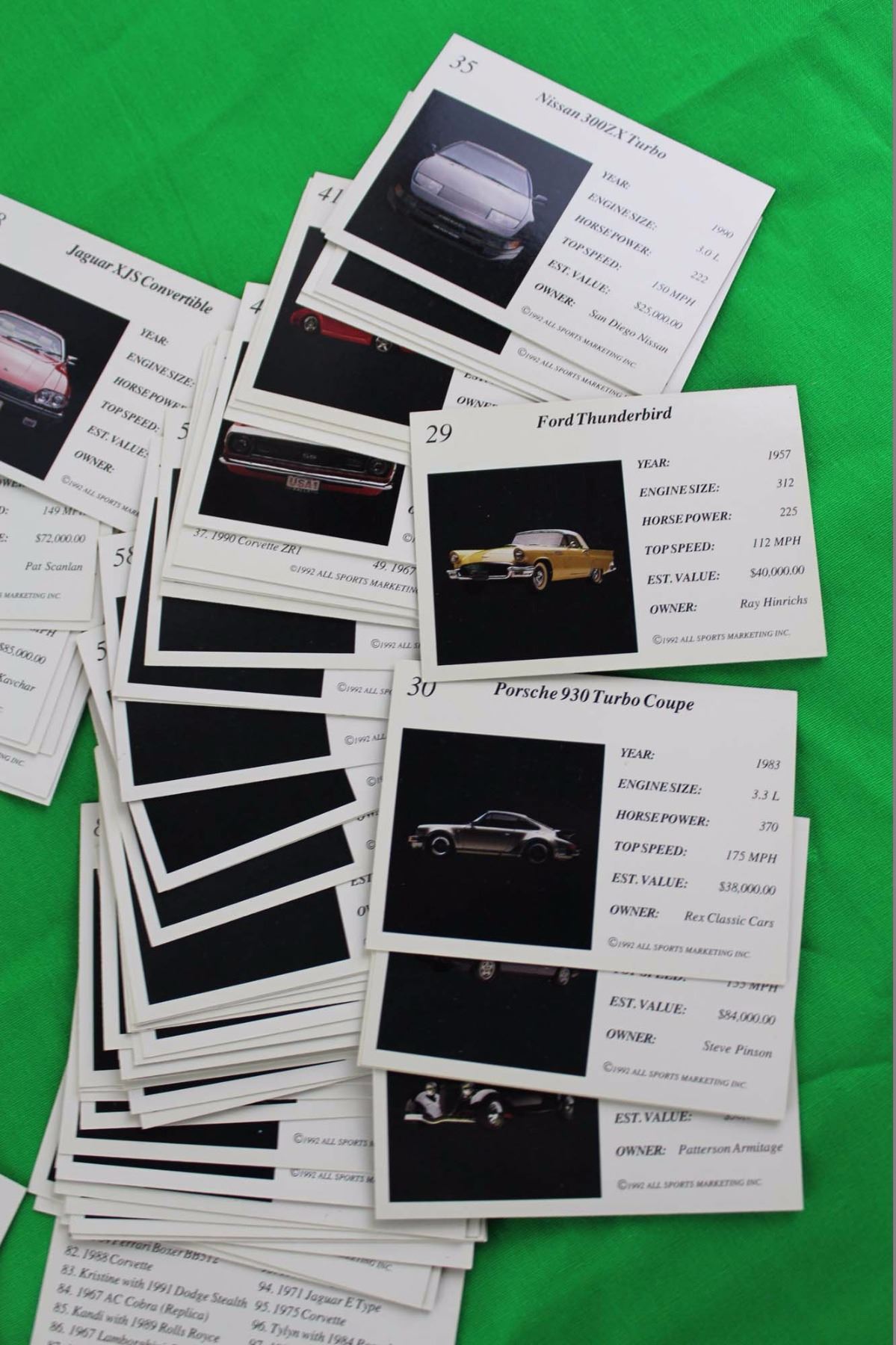 1992 Exotic Dreams Car Collector Cards