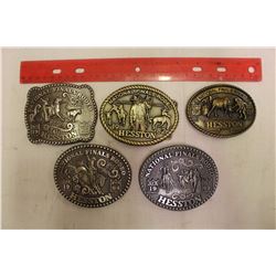Lot Of Men's Hesston Rodeo Belt Buckles (5)