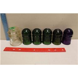 Lot Of Old Insulators (6) (Purple, Green)