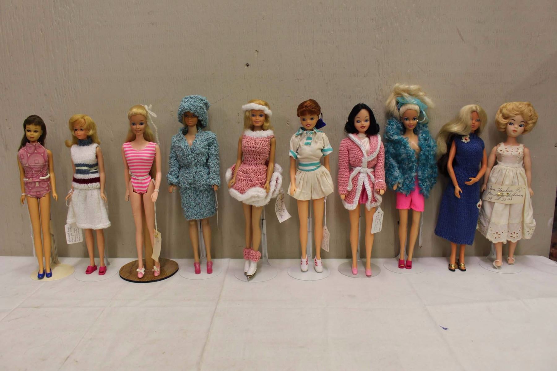 Lot of Vintage Barbie Dolls (10)w/Stands