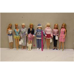 Lot of 1960's Barbie Dolls (8)w/Stands