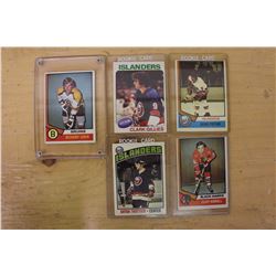 1970's Hockey Cards(5)(Bobby Orr, Denis Potvin, Cliff Koroll, Bryan Trottier, Clark Gillies)