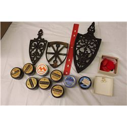 Lot Of Vintage Misc. (Iron Holders, Shoe Polish, Earrings, Etc)